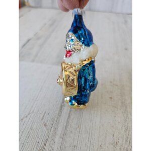 Vintage Mercury glass clown drum orchestra flocked blue ornament Xmas tree